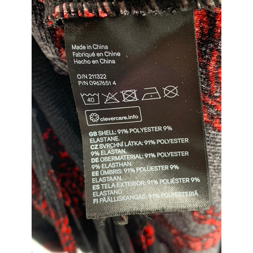DIVIDED By H&M Women's Black-Red Printed Drawstring Cinched Bodycon Dress SZ L