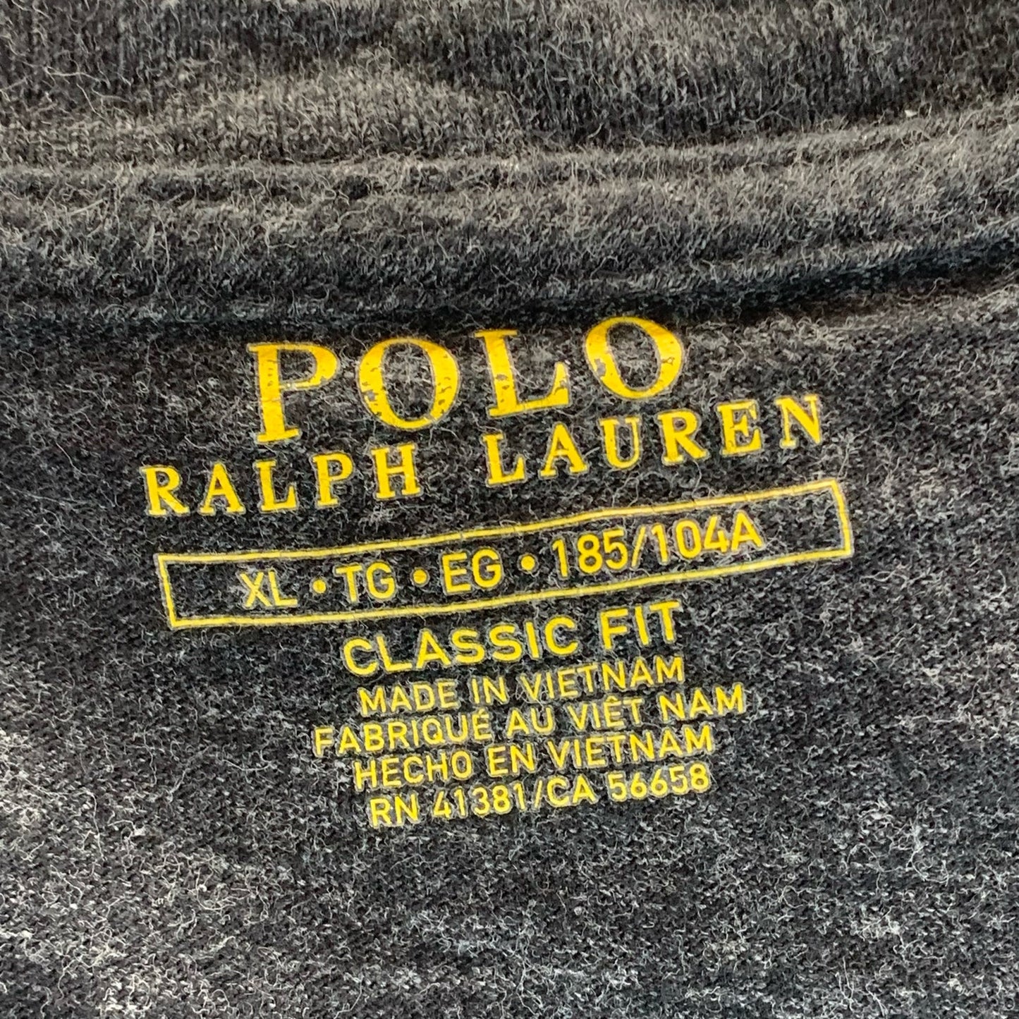 POLO RALPH LAUREN Men's Black Heathered Classic-Fit Crewneck Shirt SZ XL