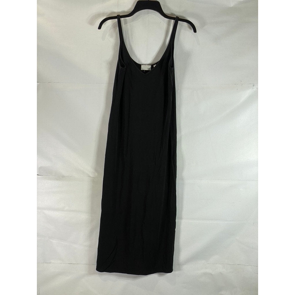 WILFRED FREE Women's Black Solid V-Neck Casual Sleeveless Cami Midi Dress SZ M