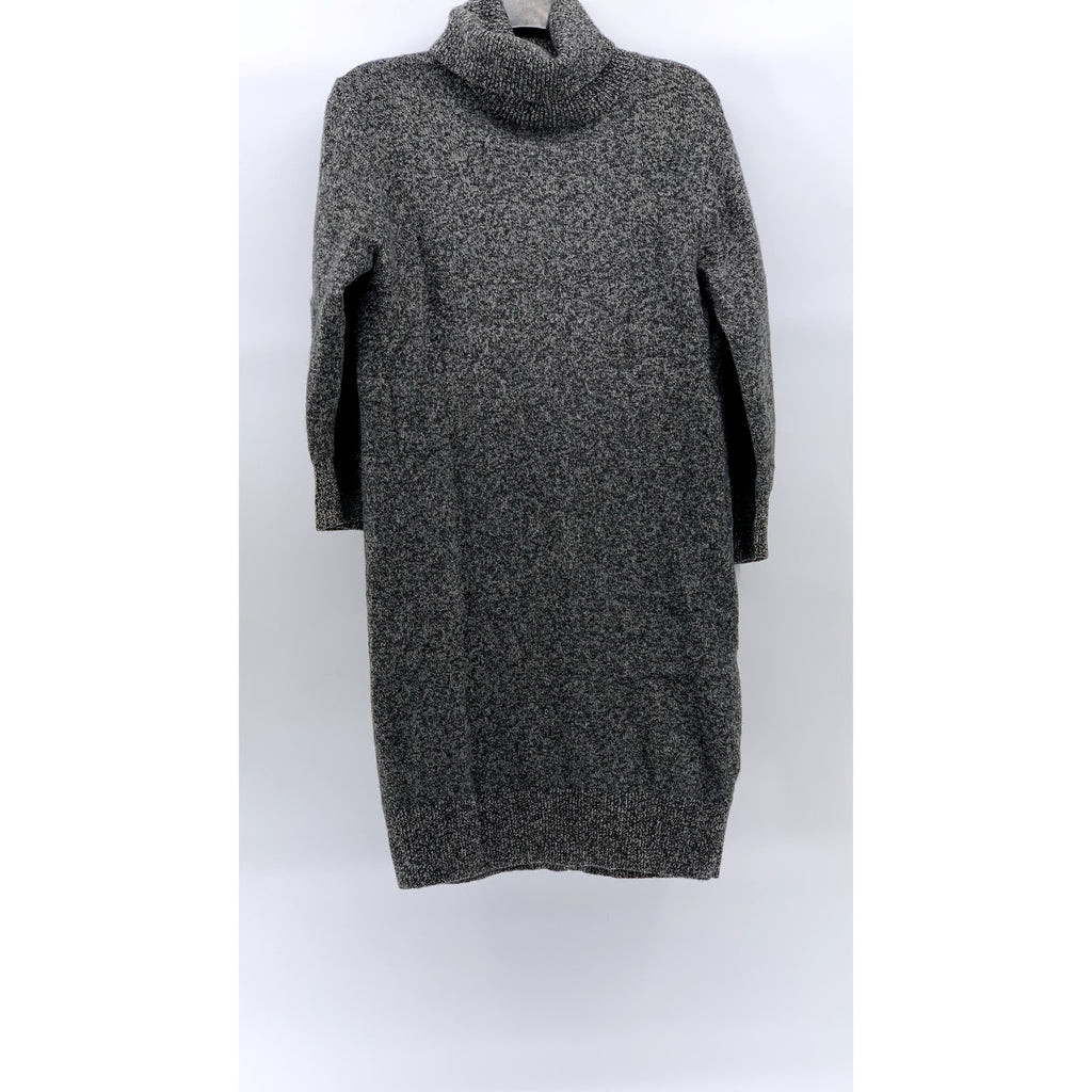 UNIQLO Women's Charcoal Gray Marled Knit Wool Knee Turtleneck Sweater Dress SZ S