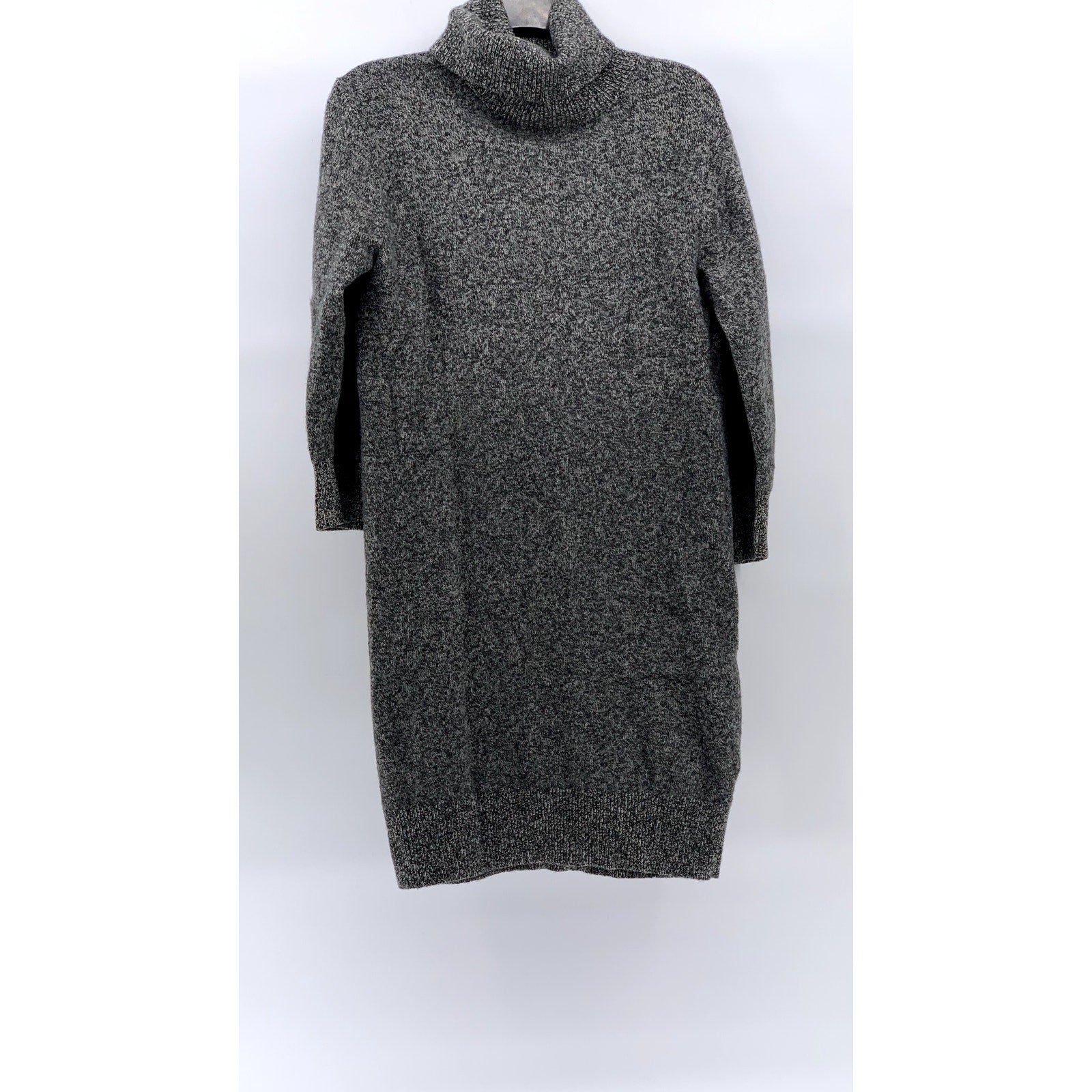 UNIQLO Women's Charcoal Gray Marled Knit Wool Knee Turtleneck Sweater Dress SZ S