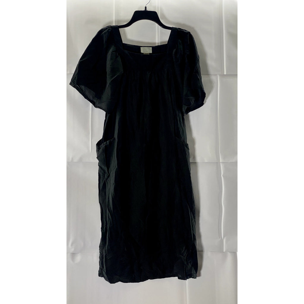 M. PATMOS Women's Black Louise Square-Neck Volume Sleeve Midi Dress SZ XS