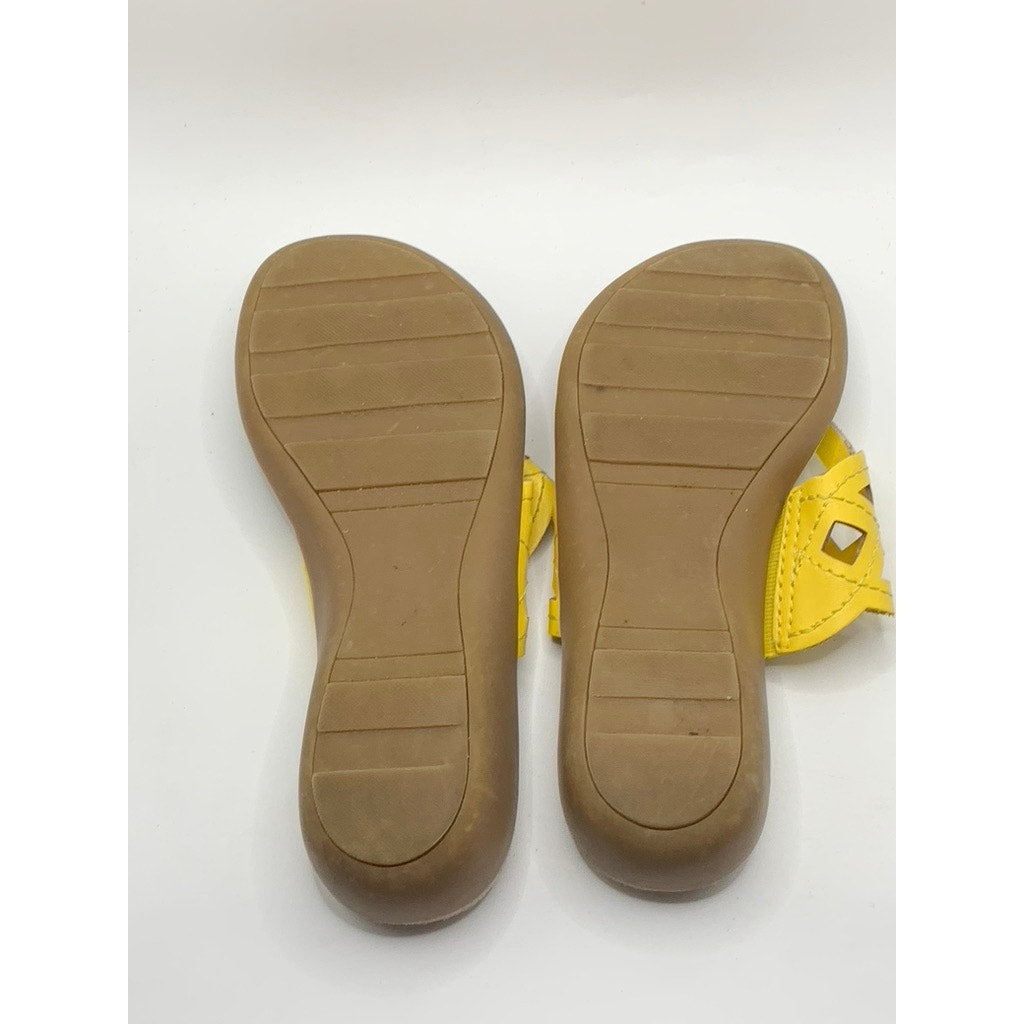 ST. JOHNS BAY Women's Yellow Leather Cutout Thong Sandals SZ 7