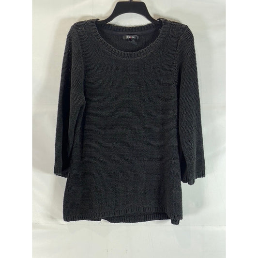 STYLE & CO Women's Black Knit Long Sleeve Crewneck Pullover Sweater SZ L
