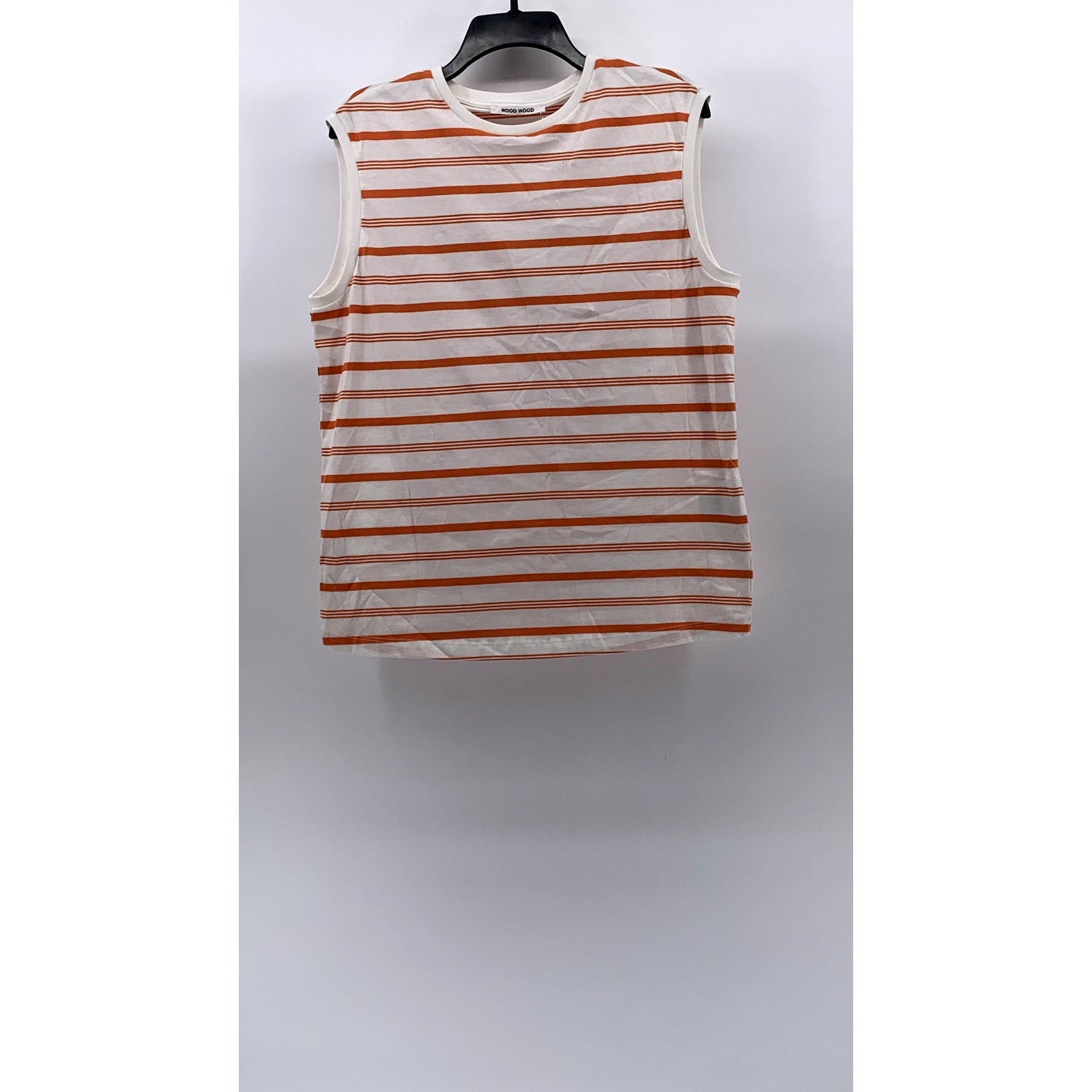 WOOD WOOD Women's White-Orange Crewneck Lydia Striped Sleeveless Top SZ XS