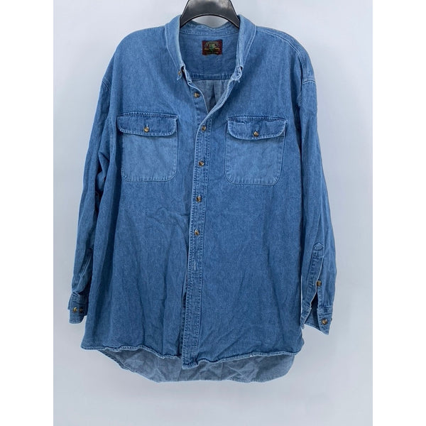 OUTRIGGER Men's Vintage Blue Denim Button-Up Long Sleeve Shirt SZ 2XL