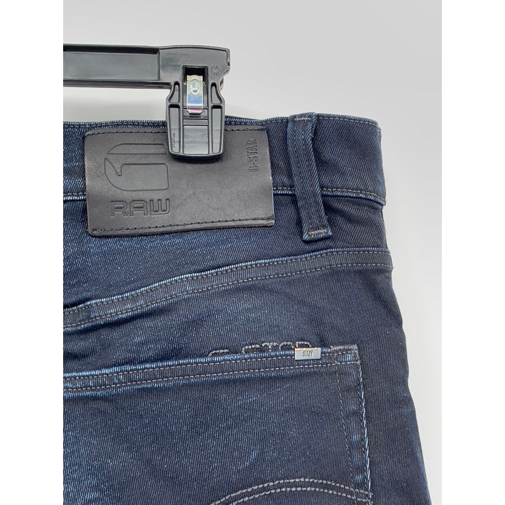 G-STAR RAW Men's Indigo Denim 3301 Slim-Leg Button-Fly Jeans SZ 36X32