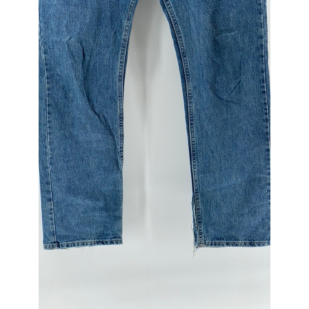 WRANGLER Men's Medium Blue Denim Straight-Leg Five Pocket Jeans SZ 36X32