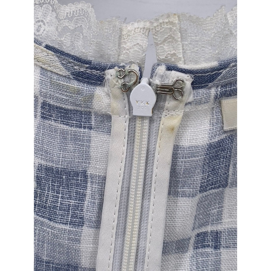 REFORMATION Women's Blue-White Checkered Reia Linen Mini Bodycon Dress SZ 0