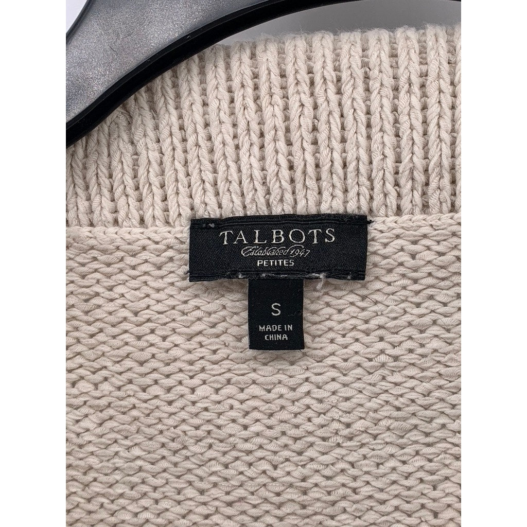 TALBOTS Women's Petite Beige Knit Boatneck Sweater Top SZ S