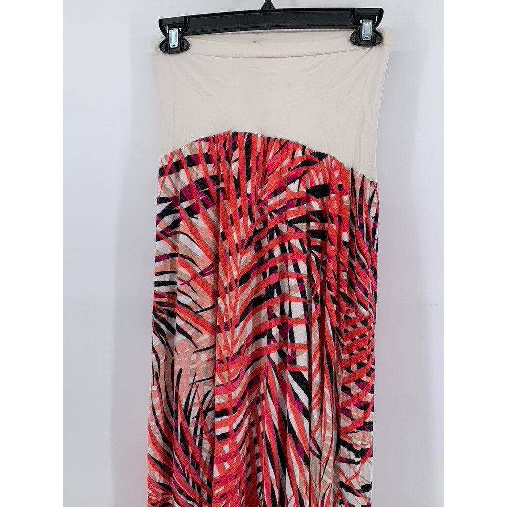 MOTHERHOOD Women's Red-Cream Floral Maxi Skirt SZ L