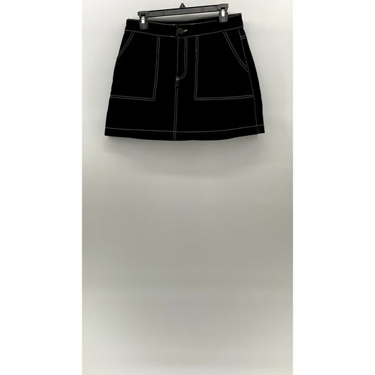 ZARA TRAFALUC Women's Black Denim A-Line Mini Skirt SZ L