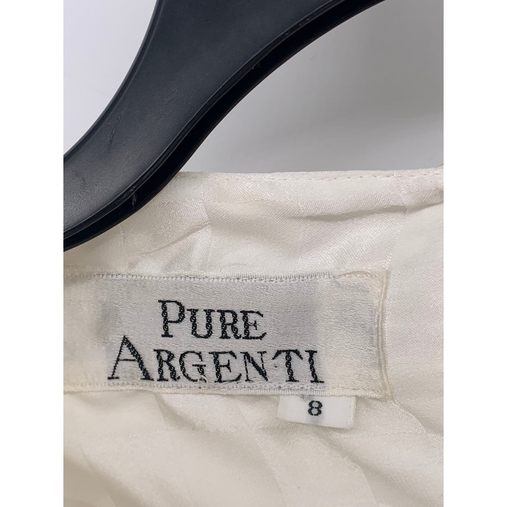 PURE ARGENTI Women's Vintage White Checkered Long Sleeve Midi Dress SZ 8