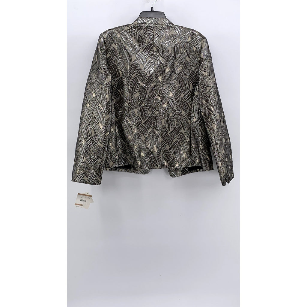 KASPER Women's Gray-Champagne Metallic Printed Blazer SZ 12