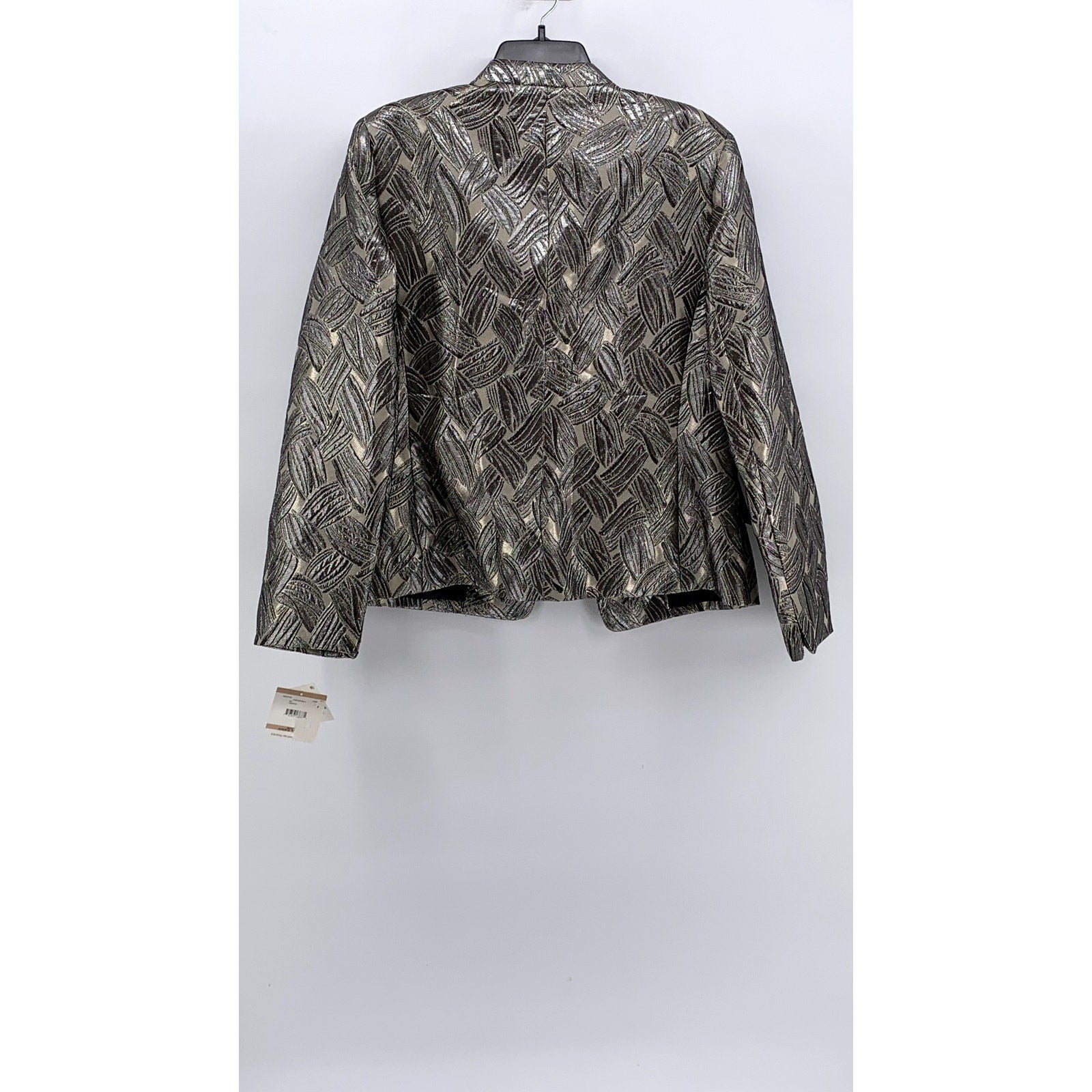 KASPER Women's Gray-Champagne Metallic Printed Blazer SZ 12