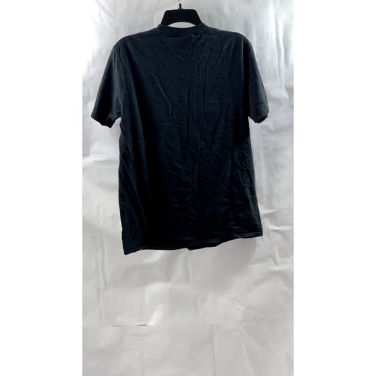TEKLIFE Men's Black-White Crewneck Hexagon Graphic Short Sleeve T-Shirt SZ M