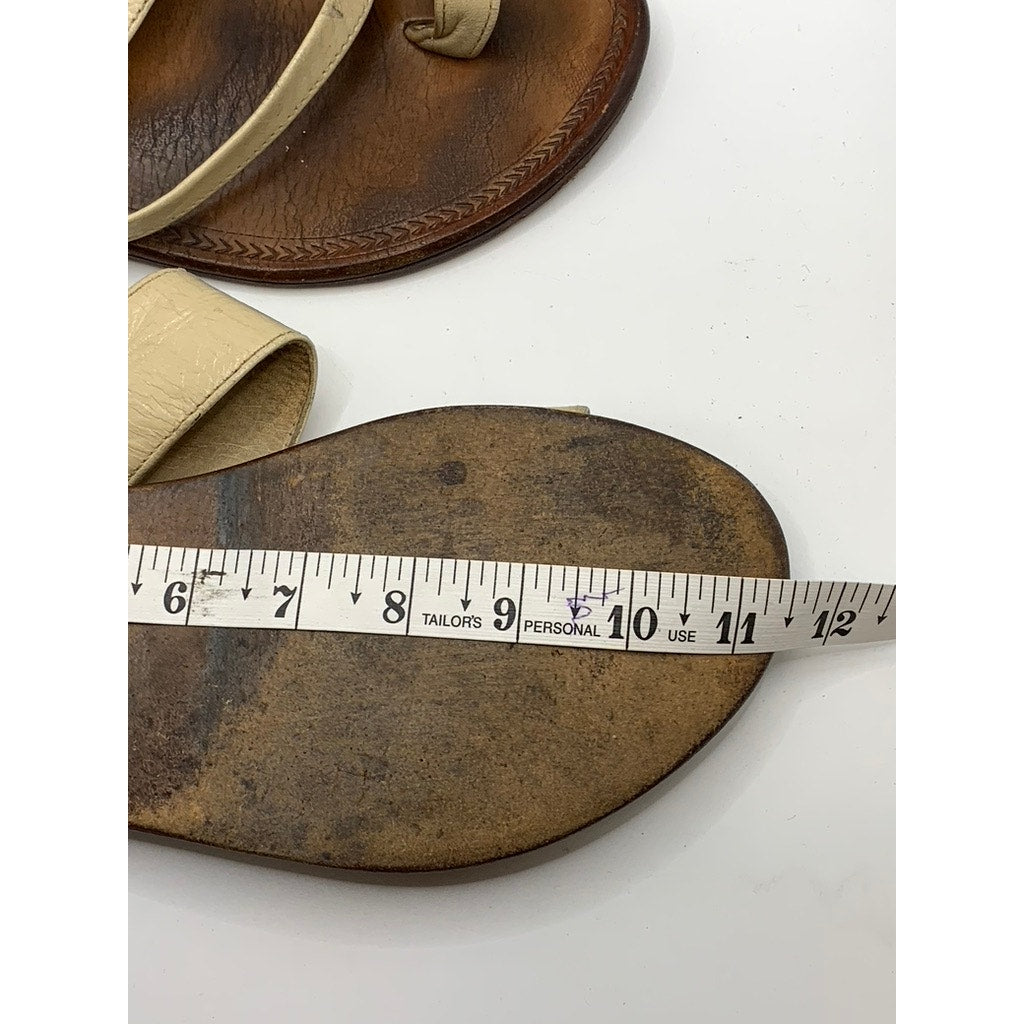UNBRANDED Women's Beige-Brown Toe-Loop Sandals SZ 12