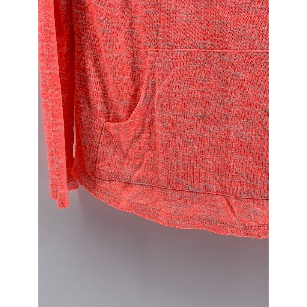NO BOUNDARIES Juniors' Salmon V-Neck Hooded Long Sleeve Sweater Top SZ L(11-13)