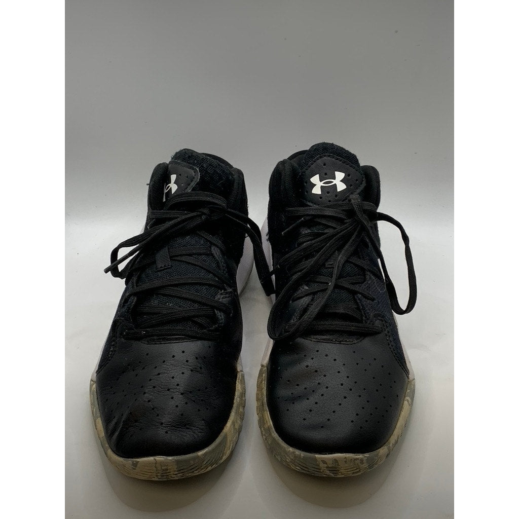 UNDER ARMOUR Kids Black-White Basketball Sneakers SZ 7Y