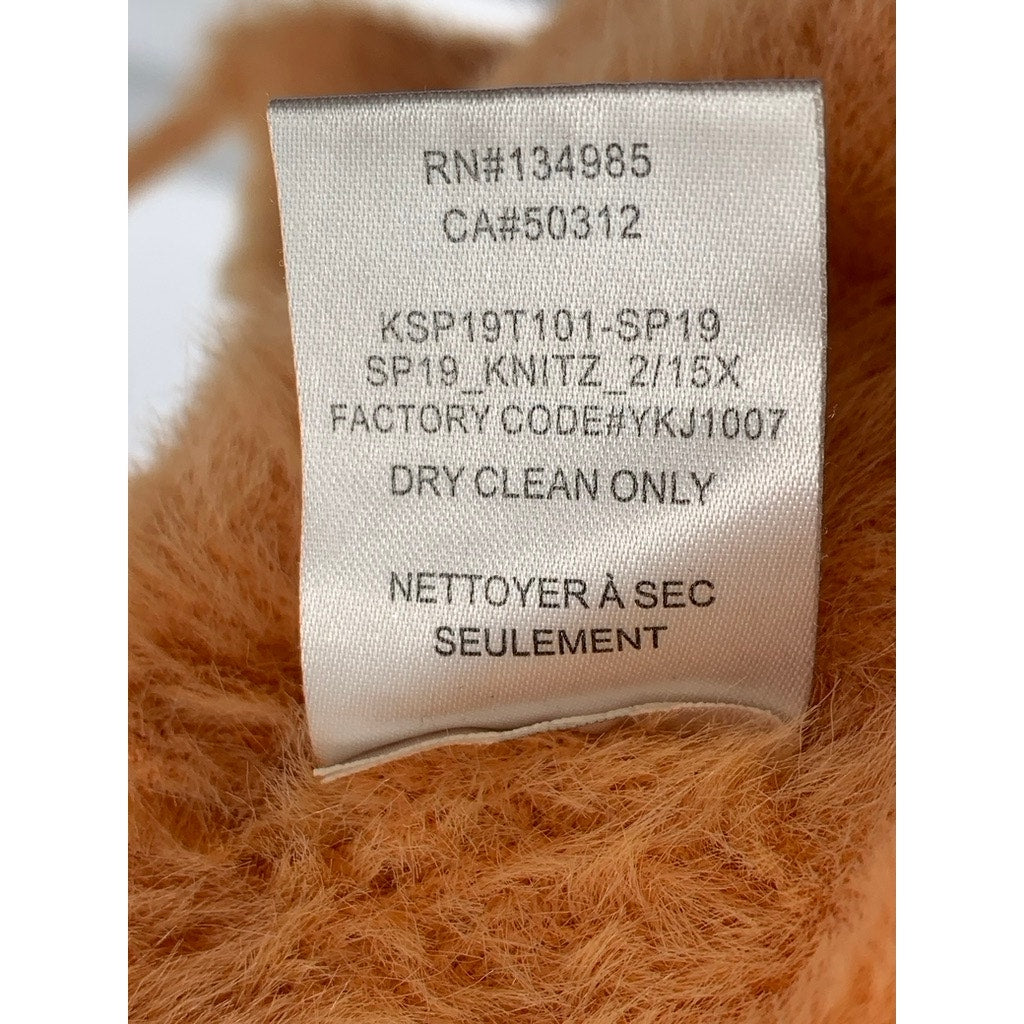FOR LOVE & LEMONS Women's Peach Fuzzy Scoop-Neck Spaghetti Strap Crop Top SZ S