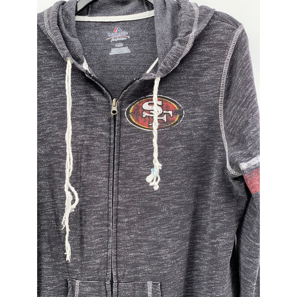MAJESTIC Men's Charcoal Gray Zip-Up San Francisco 49ers Sweater SZ L