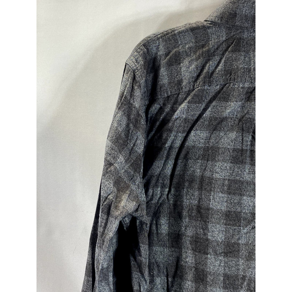 ABERCROMBIE & FITCH Men's Charcoal/Black Plaid Button-Up Muscle Shirt SZ XL