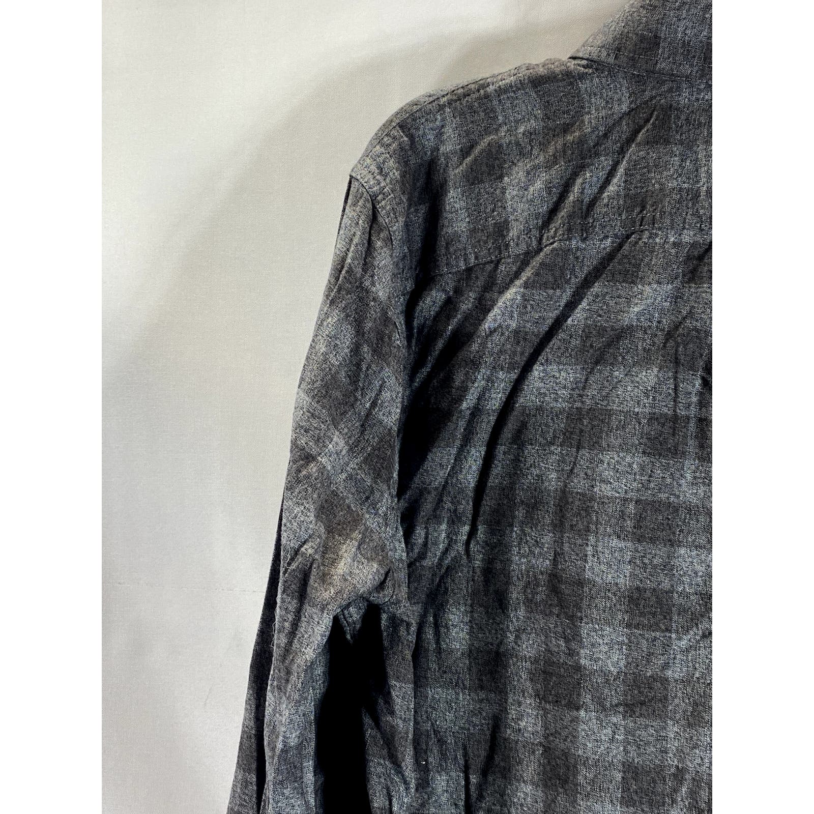 ABERCROMBIE & FITCH Men's Charcoal/Black Plaid Button-Up Muscle Shirt SZ XL