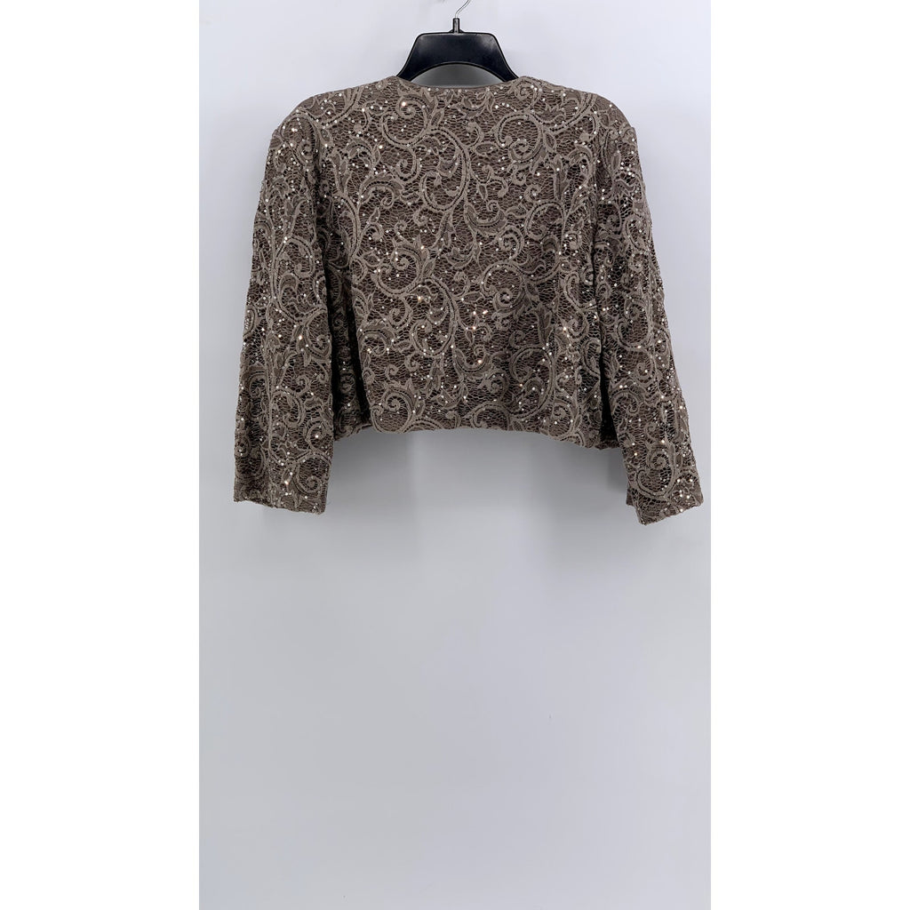 R&M RICHARDS Women's Plus Beige Sequin Embellished Lace 3/4 Sleeve Shawl SZ 18W