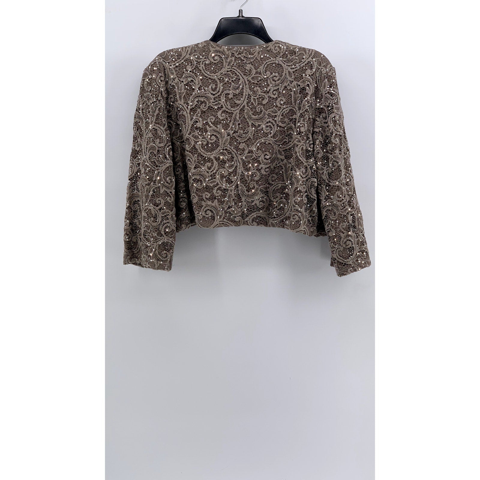 R&M RICHARDS Women's Plus Beige Sequin Embellished Lace 3/4 Sleeve Shawl SZ 18W