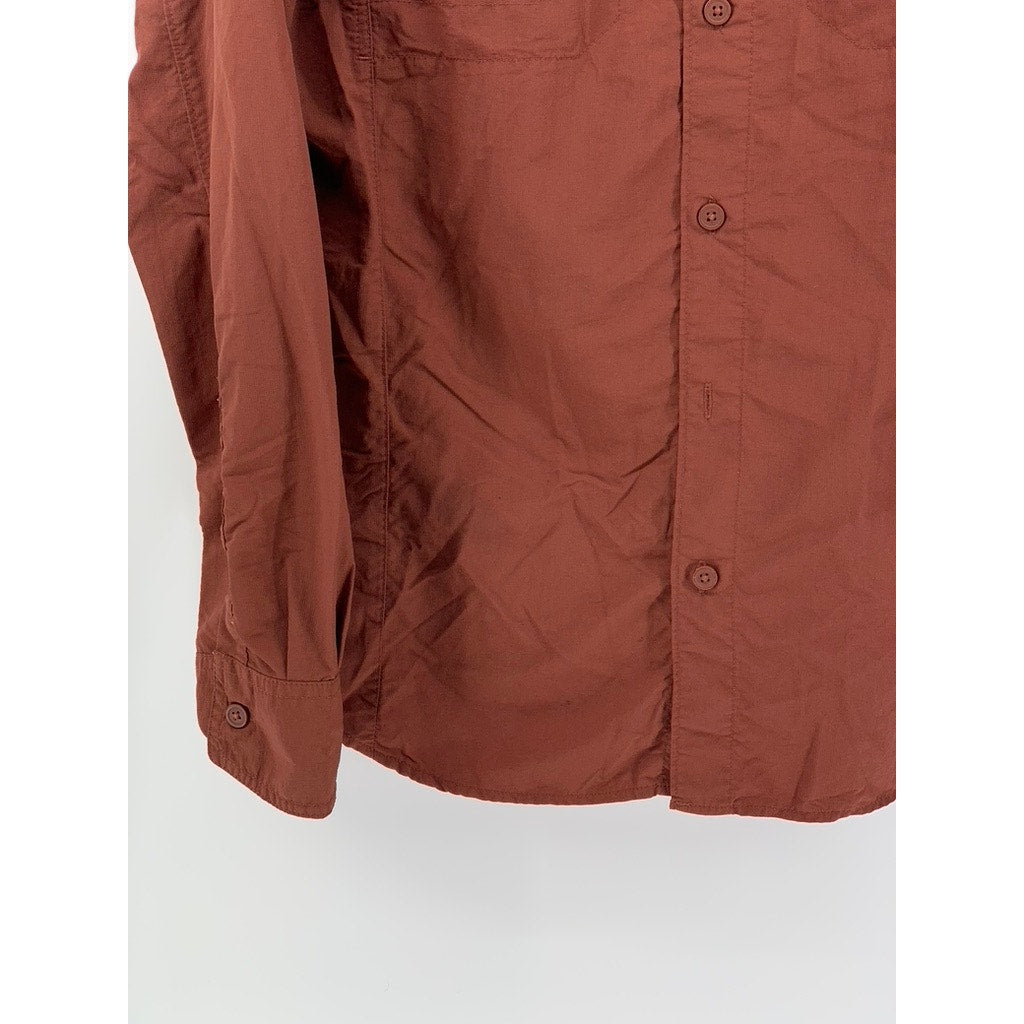 COLUMBIA Men's Terracotta Button-Up Omni-Shade Long Sleeve Shirt SZ M
