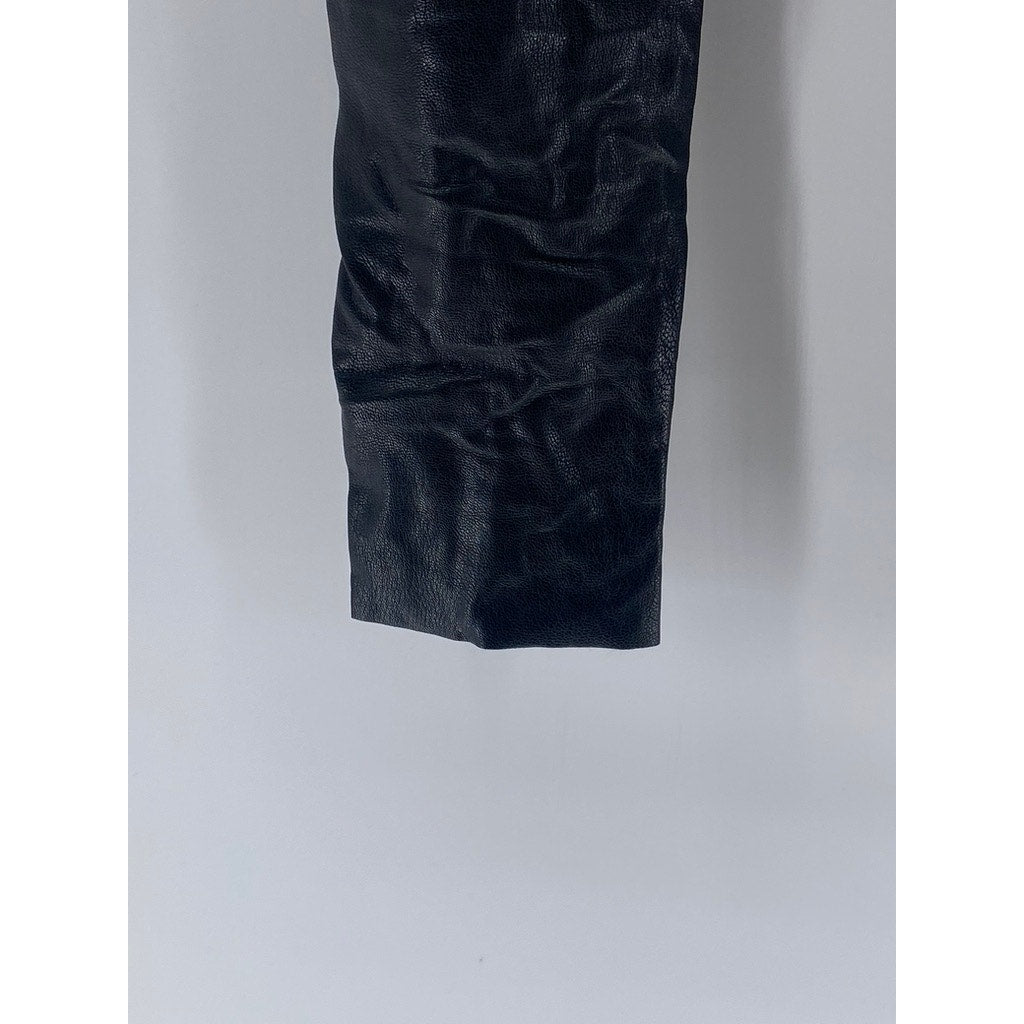 COMMANDO CONTROL Women's Black Faux-Leather High-Rise Ankle Leggings SZ S