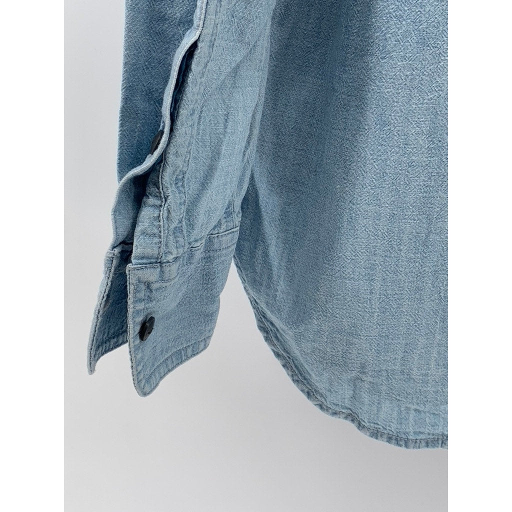 MADEWELL Women's Blue Chambray Button-Up Long Sleeve Workshirt SZ M