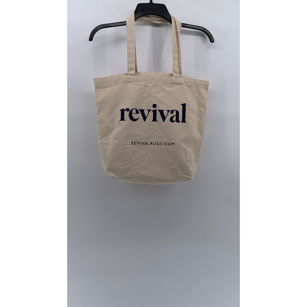 REVIVAL Women's Beige-Black Timeless Rugs Logo Tote Bag