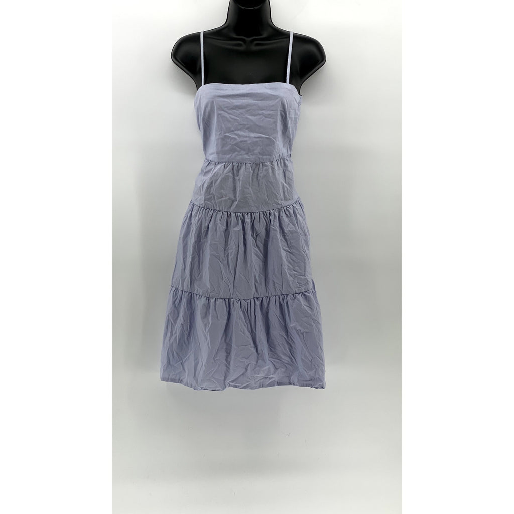 GAP Women's Lilac Straight-Neck Spaghetti Strap Tiered A-Line Mini Dress SZ 2