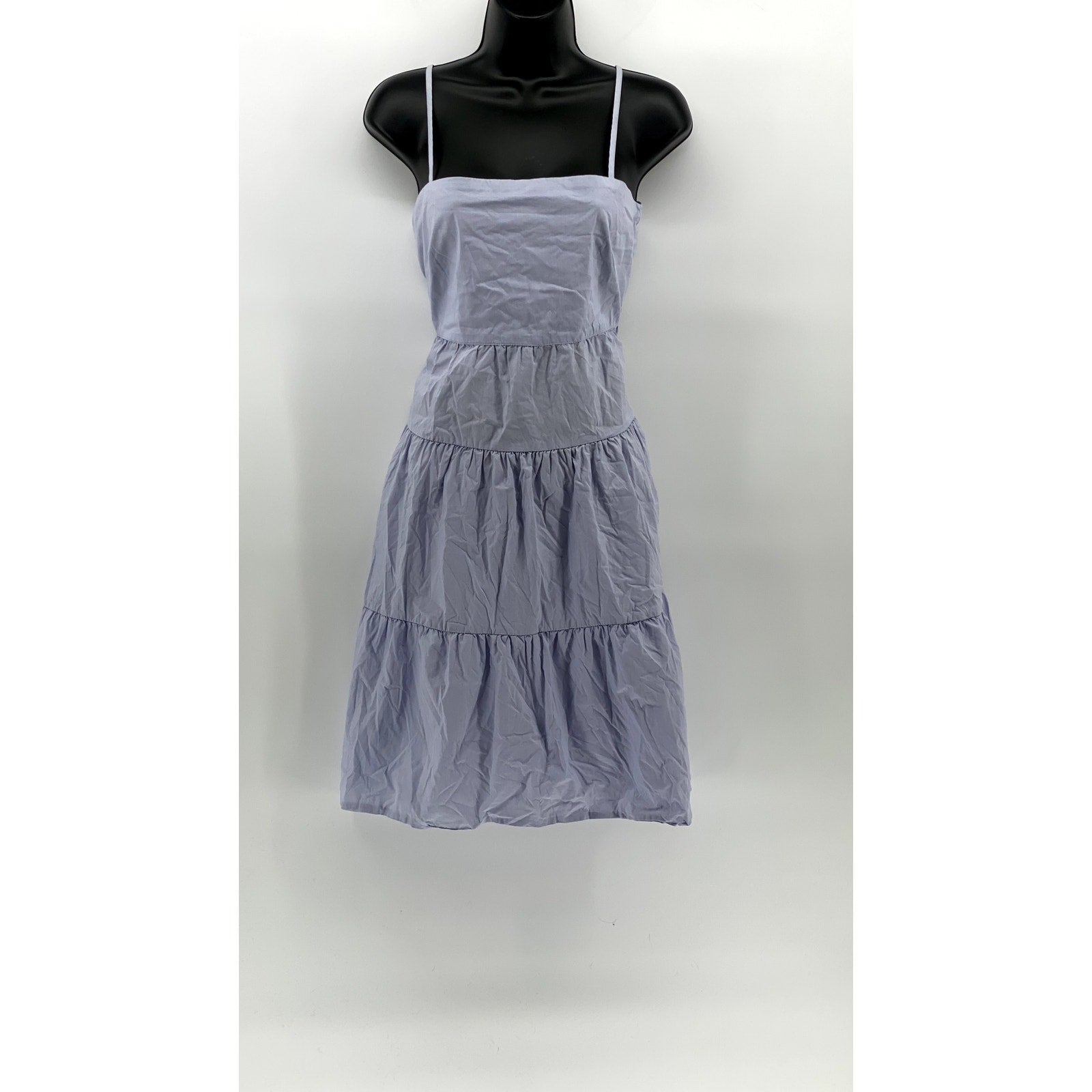 GAP Women's Lilac Straight-Neck Spaghetti Strap Tiered A-Line Mini Dress SZ 2