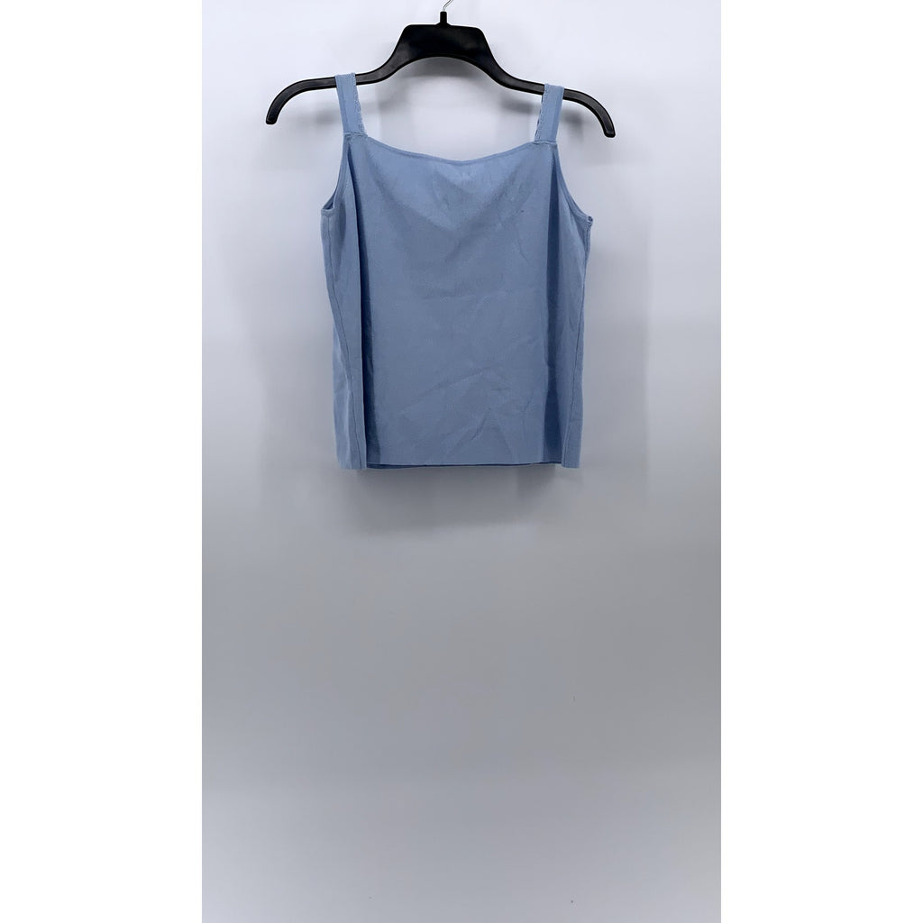 JOSEPH A. Women's Light Blue Scoop-Neck Knit Embroidered Floral Tank Top SZ L