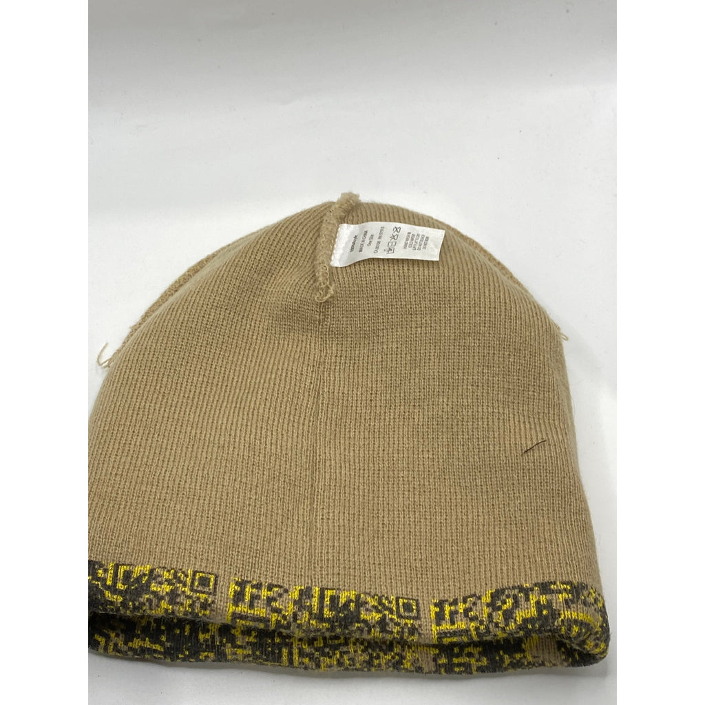 LQQK STUDIO Men's Black-Yellow Digi Camo QR Cuffed Fleece Line Beanie SZ OS