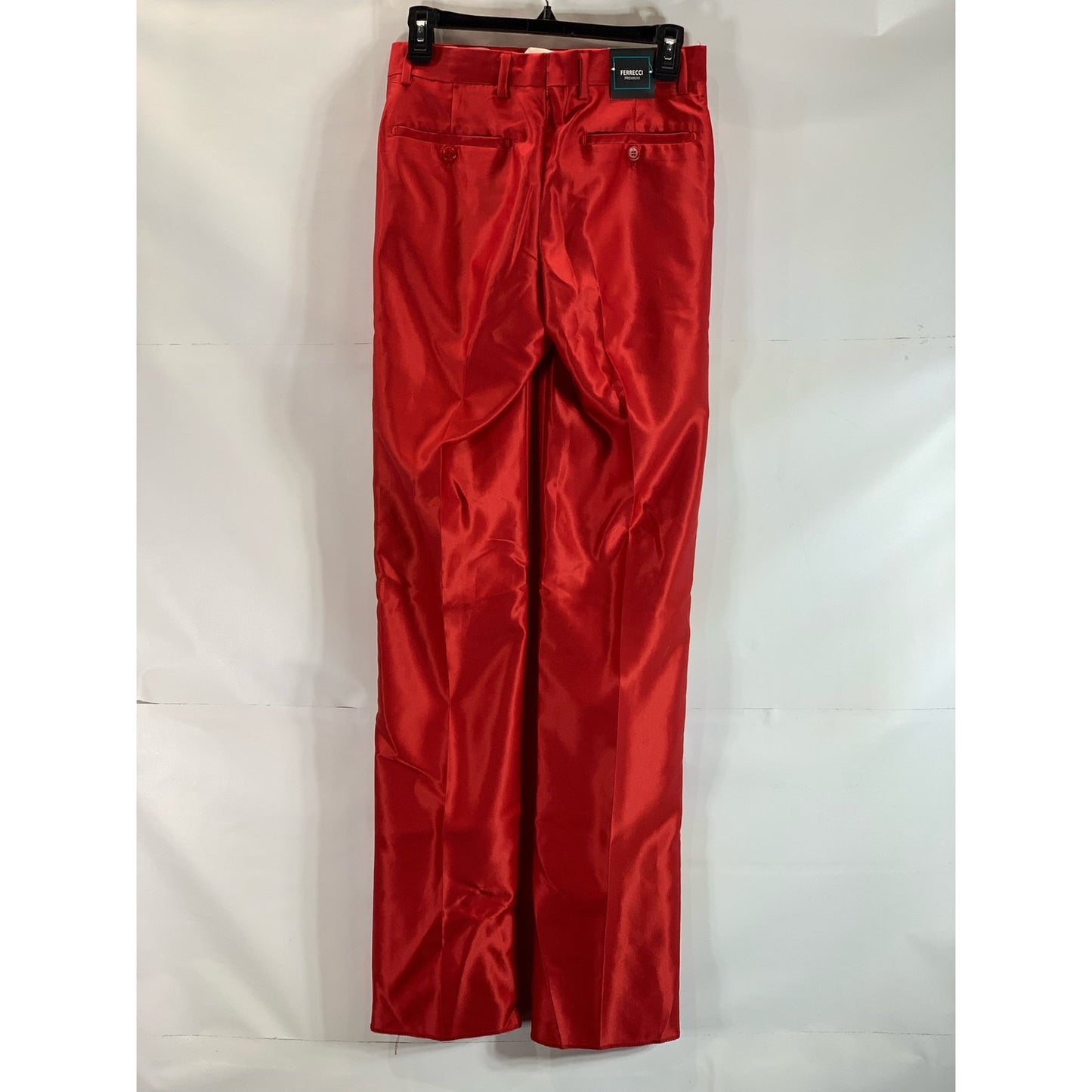 FERRECCI Men's Red Satin Short Super 150's Flat Front Suit Pant SZ 28S