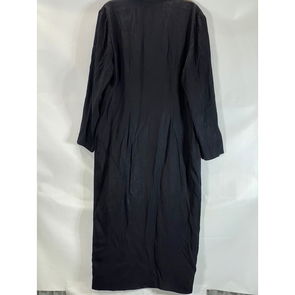 JOHN ROBERTS Women's Black Midi Vintage 80's 3 Button Trench Dress SZ 15/16