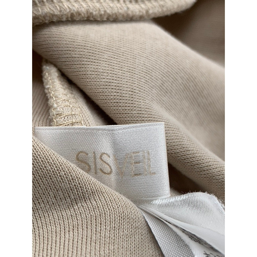 SISVEIL Women's Beige Crewneck Long Sleeve Ruffle Pleated Sweater Top SZ S