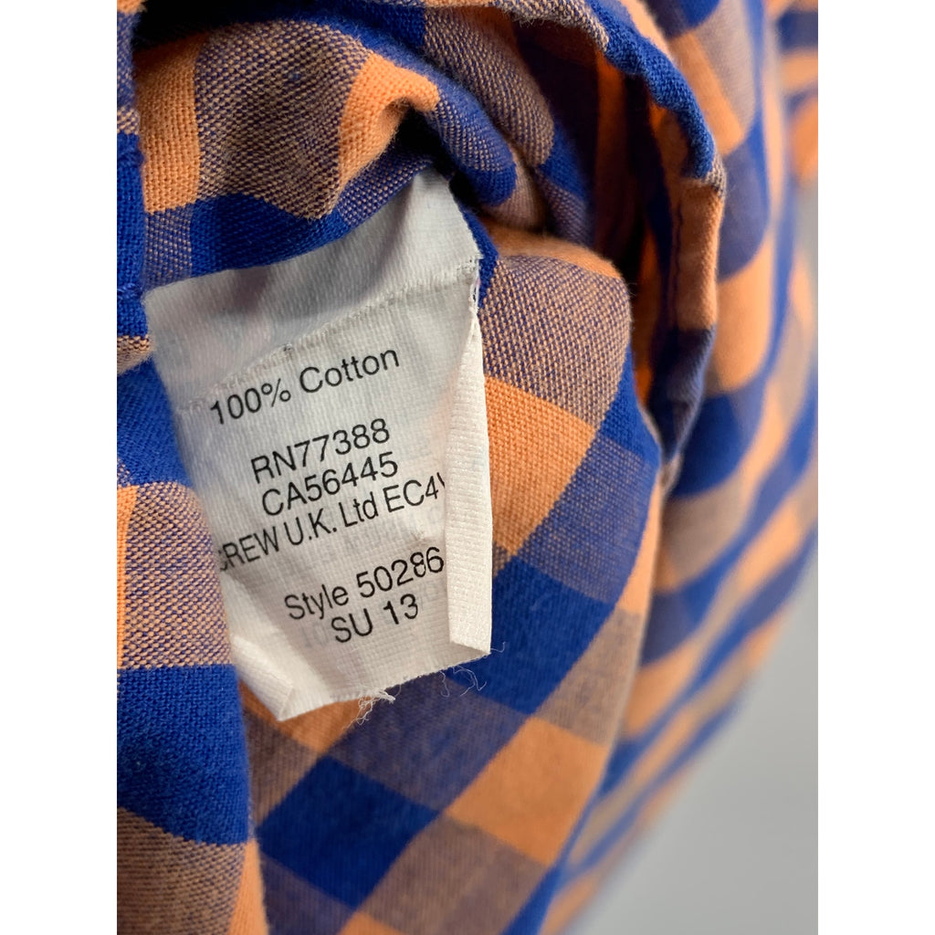 J.CREW Men’s Orange-Blue Gingham Regular Fit Button-Up Long Sleeve Shirt SZ M