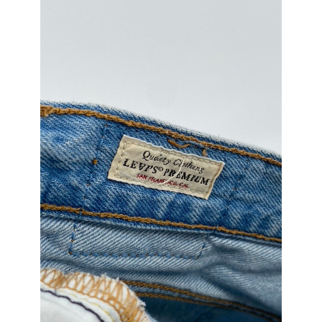 LEVI'S Women's Light Wash Blue Distressed 501 Denim Cutoff Shorts SZ 26