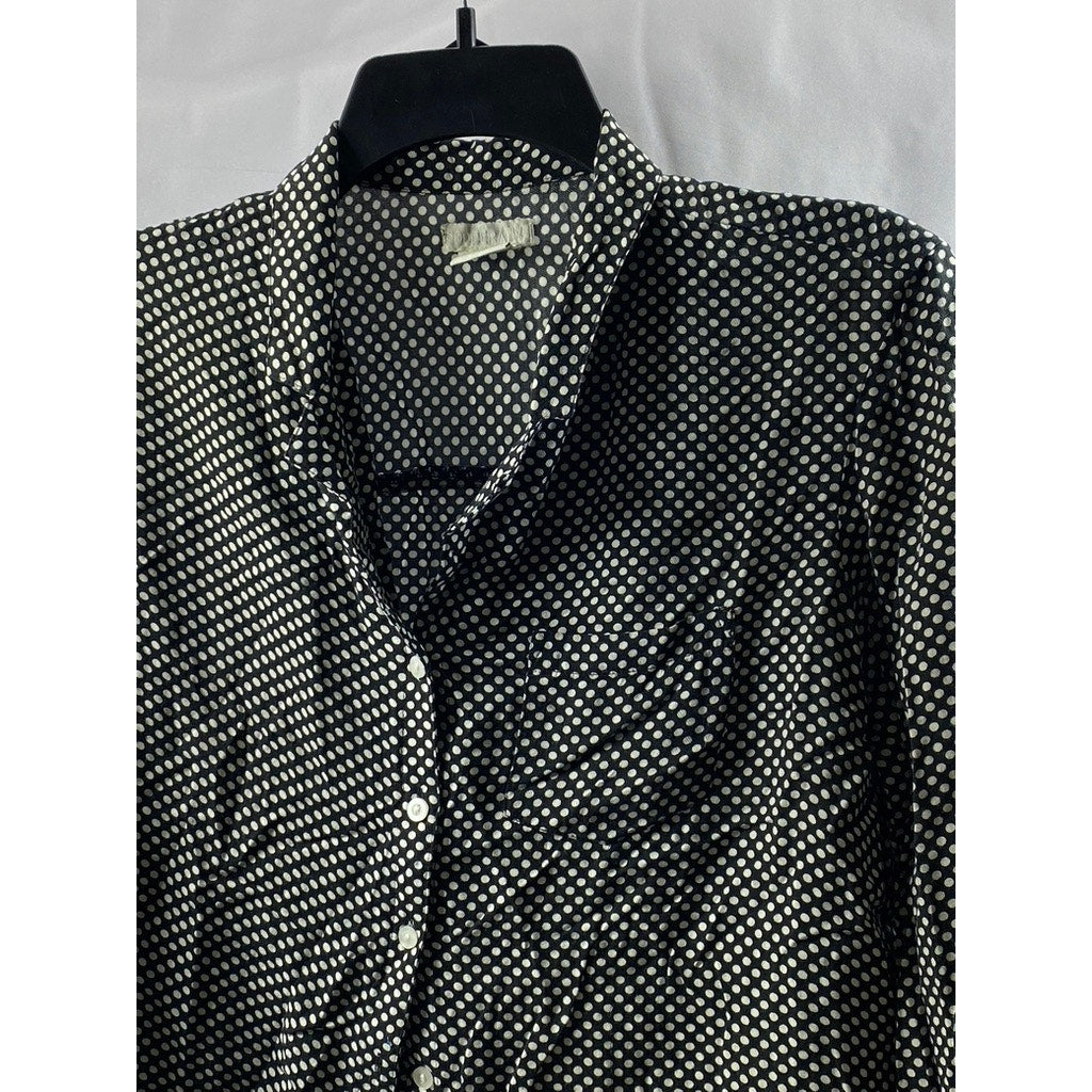 COOPERATIVE Women’s Black-White Polka Dot Long Sleeve Button-Up Top SZ XS
