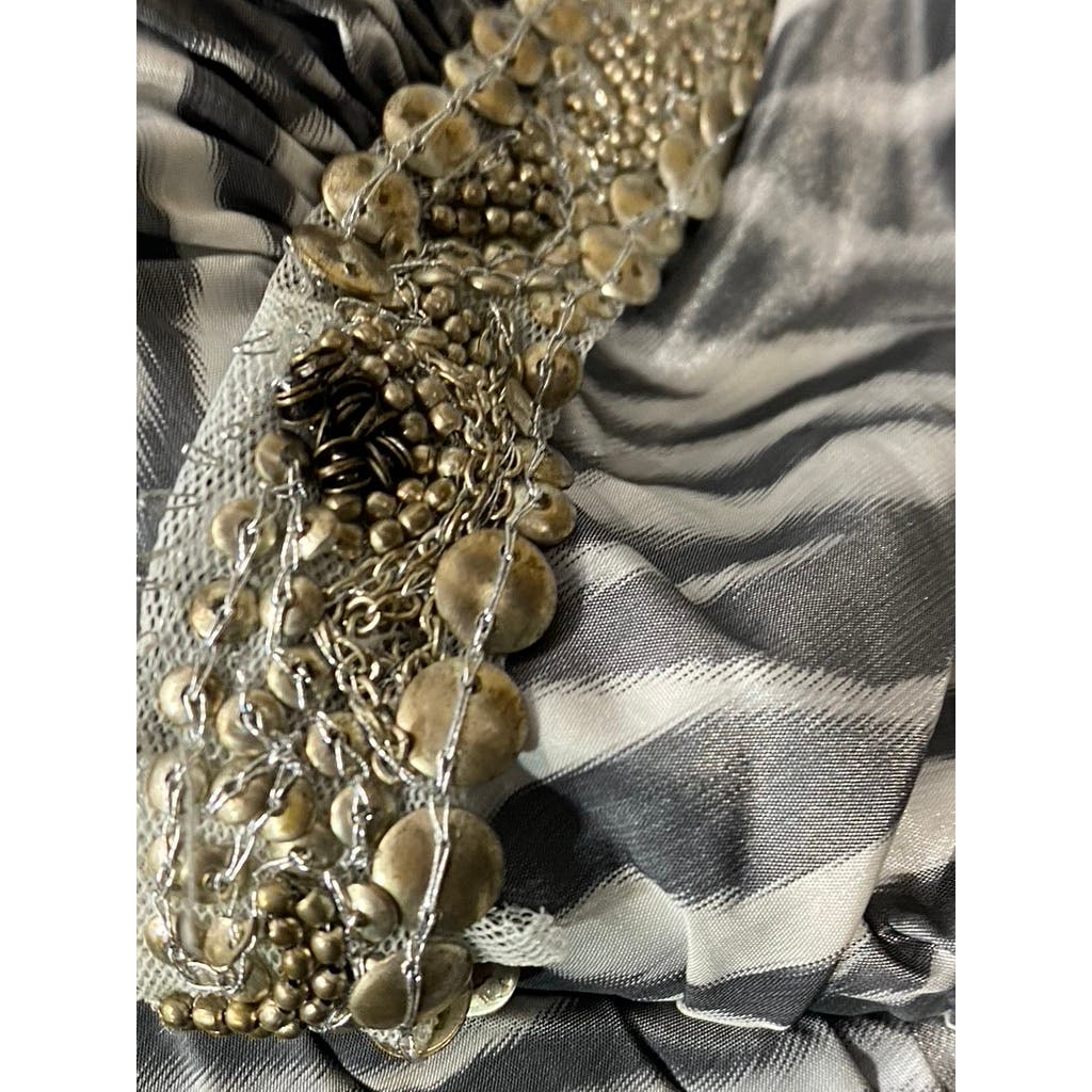 NICOLE BAKTI Vintage y2k Women's Strapless Bodycon Zebra Beaded Mini Dress SZ S