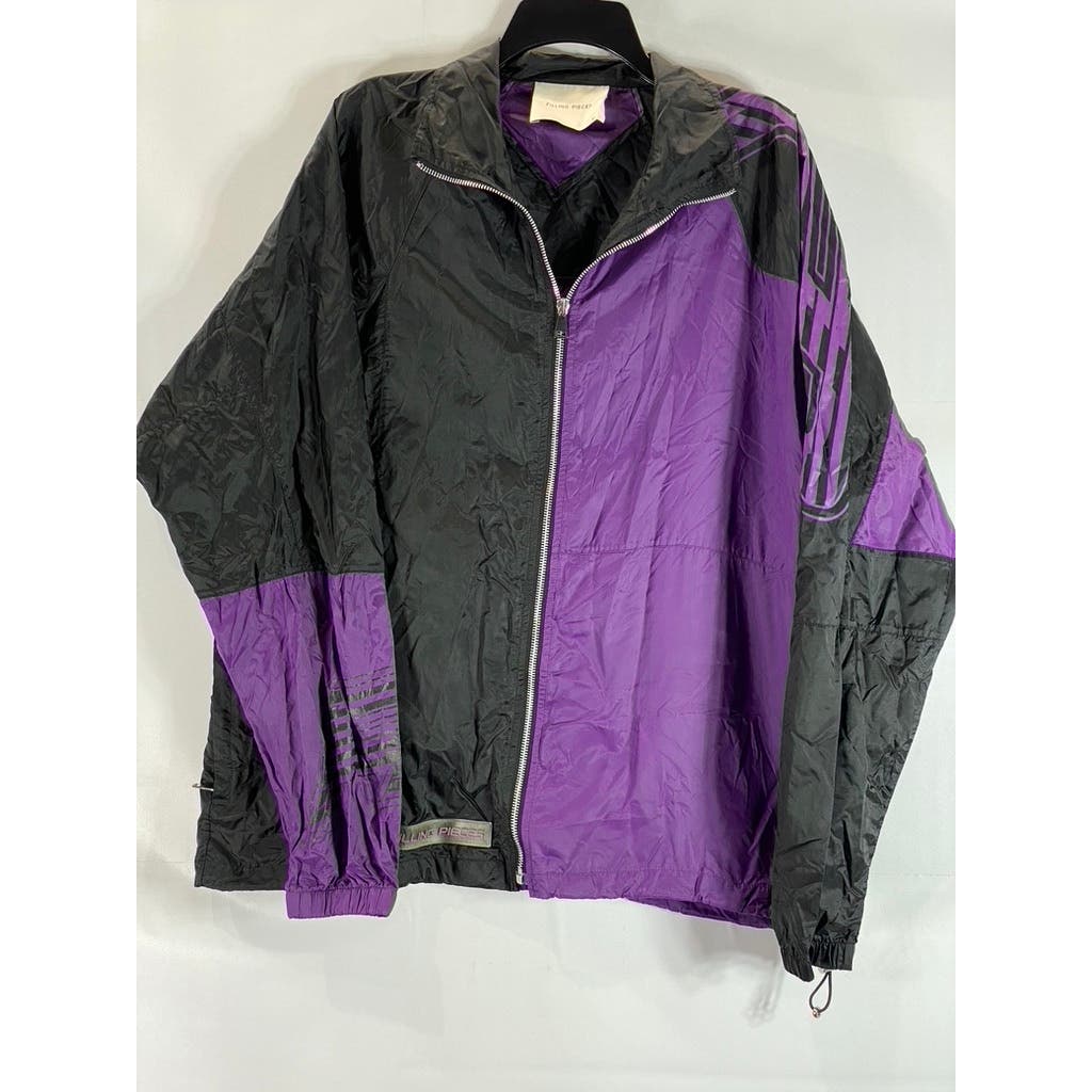 FILLING PIECES Men's Black/Purple Colorblock Zip-Up Lightweight Jacket SZ M