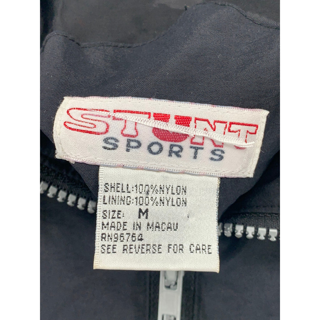 STUNT SPORTS Women's Vintage Black Zip-Up Stand Collar Windbreaker Jacket SZ M