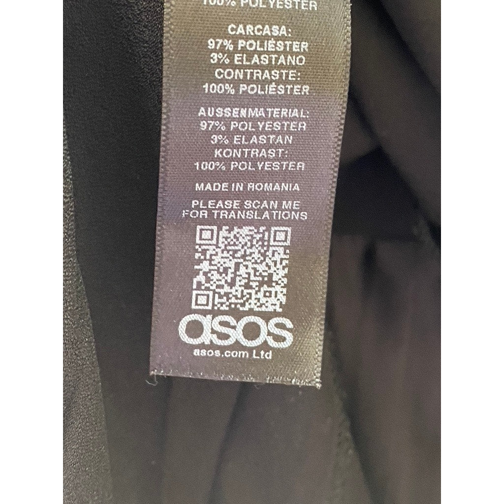 ASOS Women’s Black Pleated Long Sleeve Wrap Midi Dress SZ 6