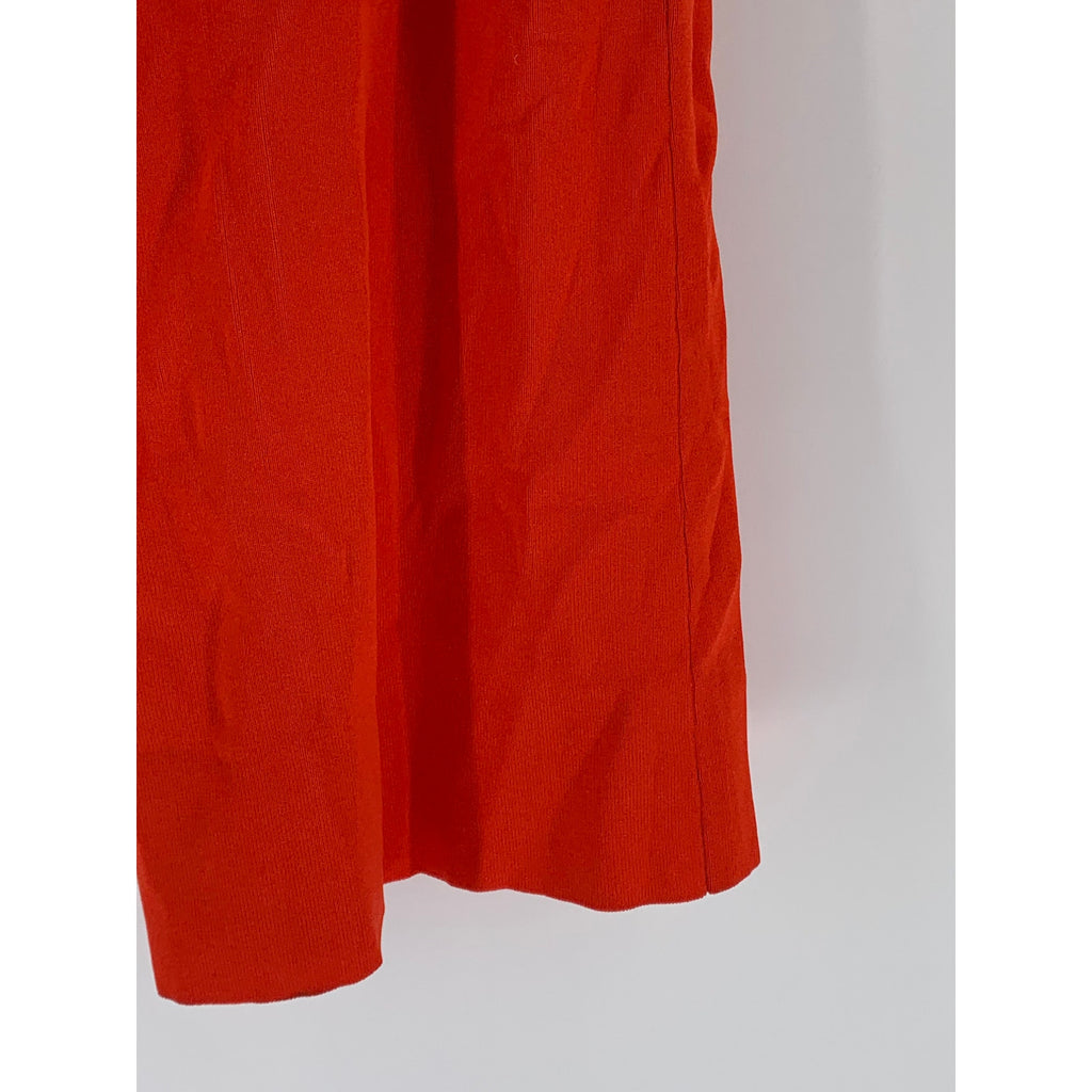 ZARA Women's Red Ribbed Crewneck Cutout Back Sleeveless Bodycon Maxi Dress SZ M