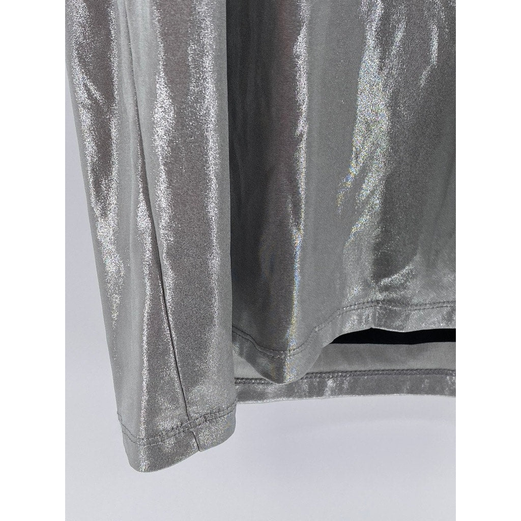 FOREVER 21 Women's Silver Shimmer Cowl-Neck Dress SZ M