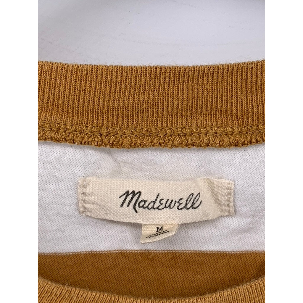 MADEWELL Women's Tan-White Striped Oversized Top SZ M